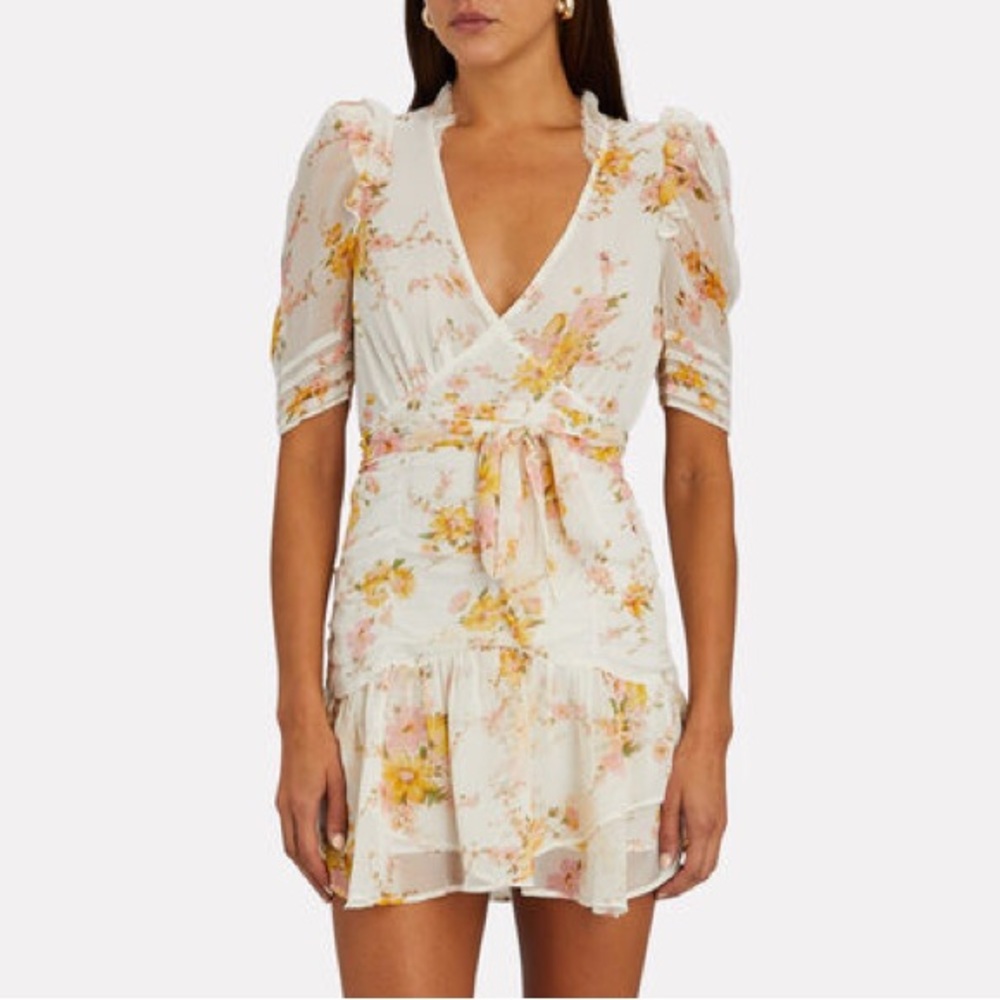 LOVESHACKFANCY Arlo Floral Silk Mini Dress
